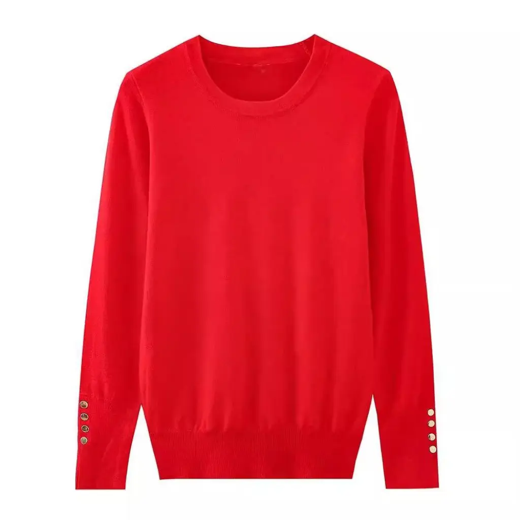 

Zatrax2024 женский базовый повседневный вязаный свитер с длинными рукавами, однотонный, с круглым вырезом, свободный крой в европейском и американском стиле, осенняя новинка