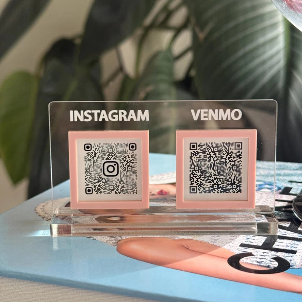 MINI Acrylic QR Code Sign Custom Social Media Display Durable Decorative Plate for Shop Studio Instagram Scan Follow Reviews