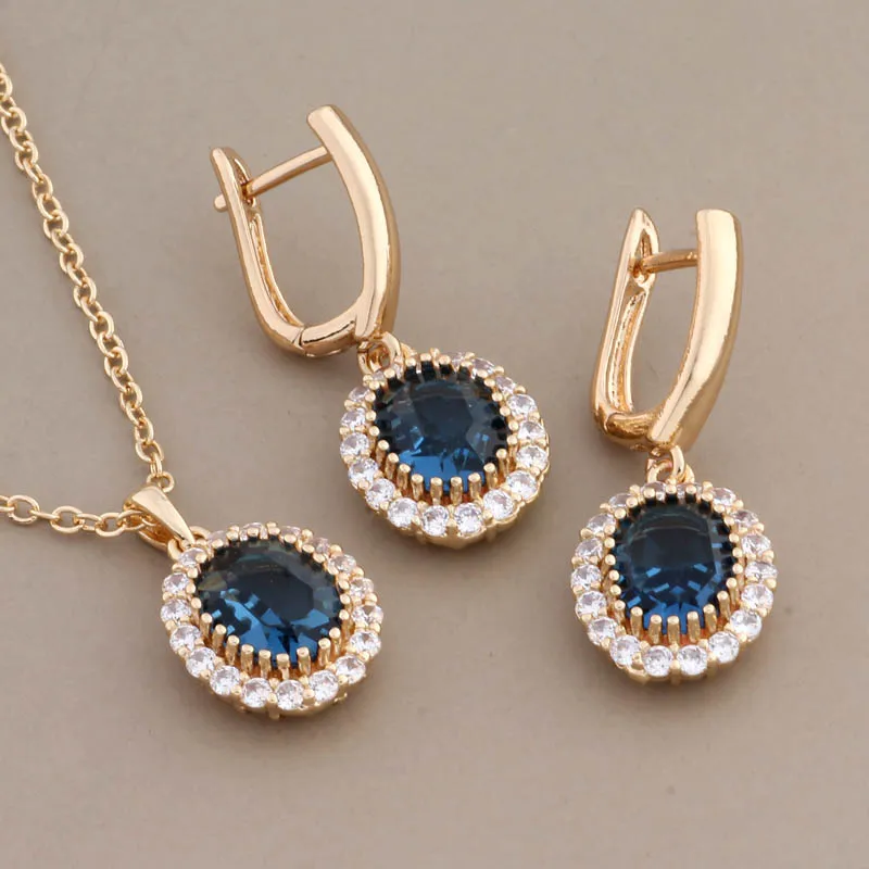 2024 New Luxury Necklaces And Earrings Set With High Quality Natural Zircon Vintage Earrings Gold Color Elegant Earrings Sets