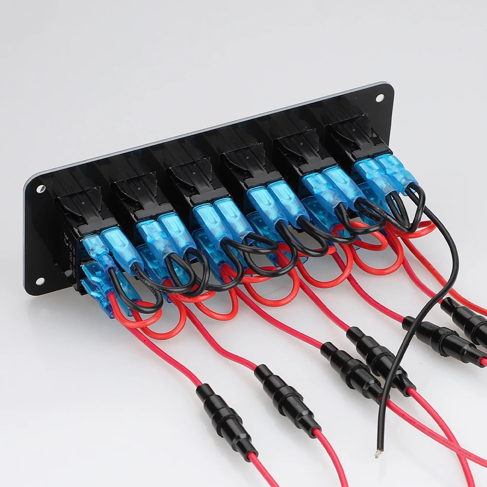

6 Gang LED Rocker Switch Panel 12V 24V Car Marine RV Control Board With 10A Fuse Blue Backlit For Trucks Boats SUVs Off Road