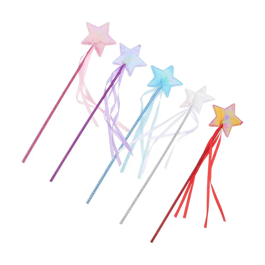 5 Pcs Pentagram Fairy Wand Toys Cloth Girls Performance Tassel Stick Star Halloween Child