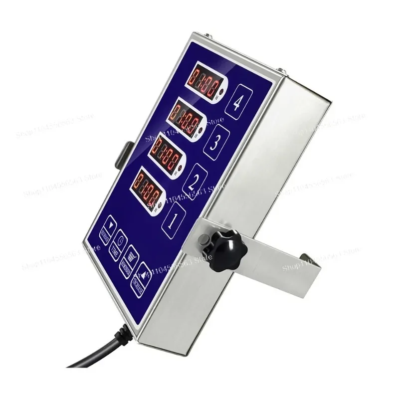 CAL4B 4-Channel Commercial Kitchen Timer Stainless Steel LED Display Loud Alarm Digital Cooking Reminder