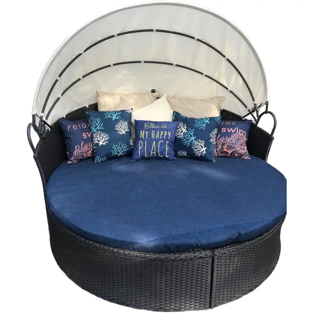 Customizable Outdoor Round Daybed Cover with String to Cover Existing Daybed Cushions