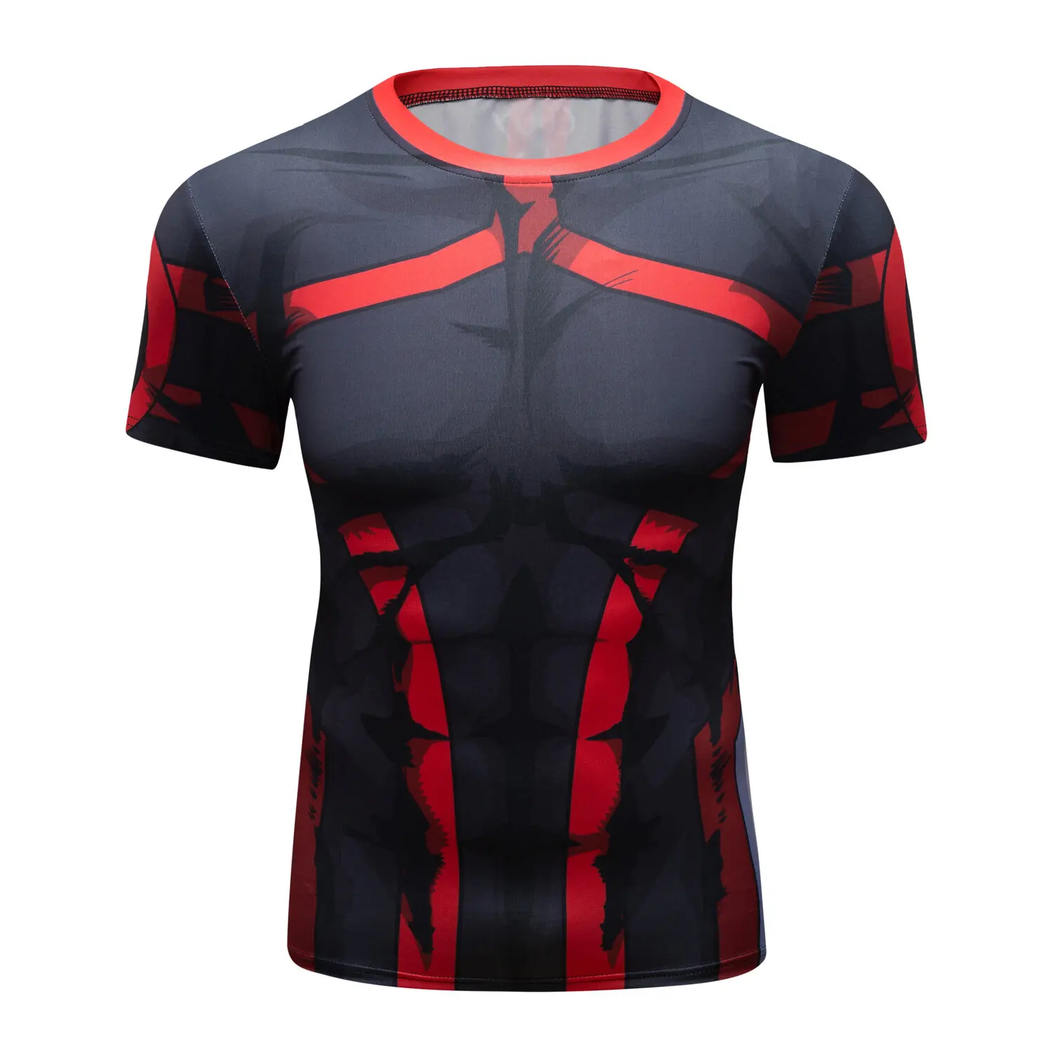 

Men's Compression Shirts Short Sleeve Print Breathable Shirt Fitness Running Sports Training Fashion Baselayer Tee（211446）