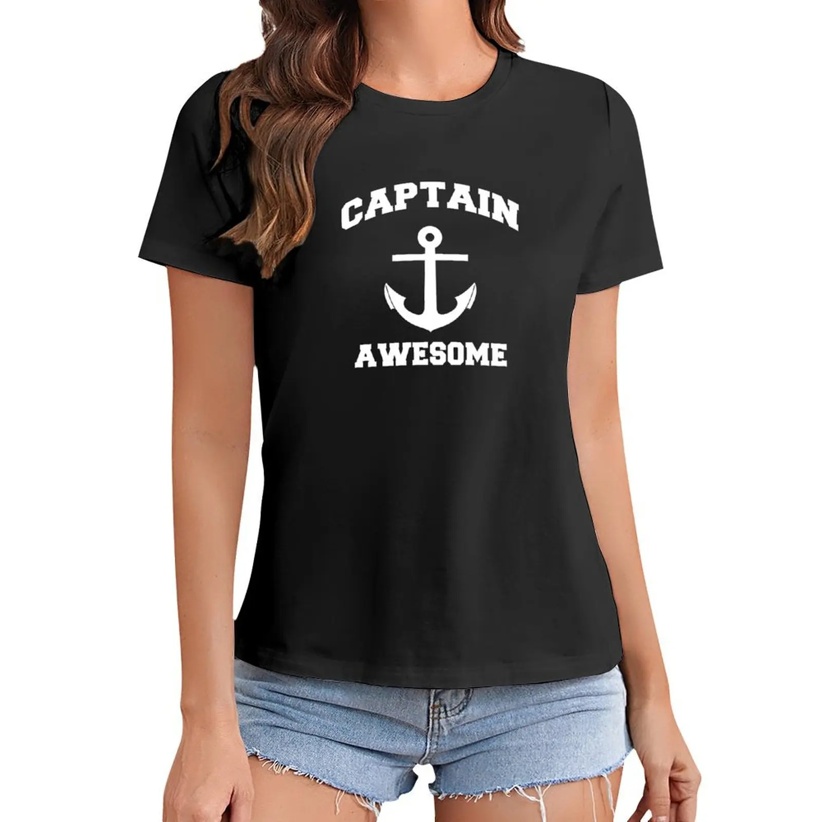 Captain Awesome T-Shirt Short sleeve tee kawaii clothes Blouse Woman fashion