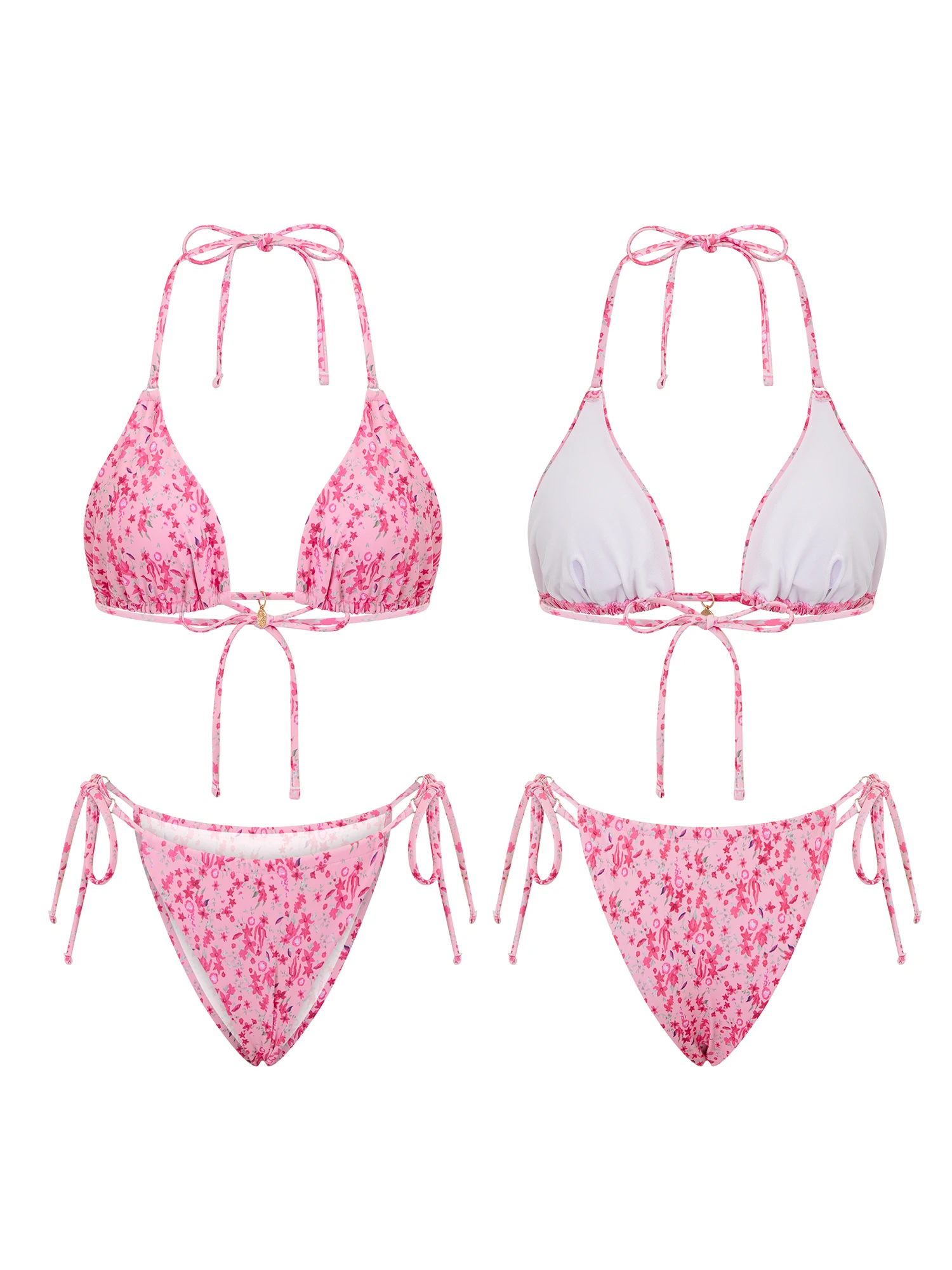 

Stylish Women s Tropical Print Bikini Set with Adjustable Straps and High Waist Bottoms for Beach Vacation