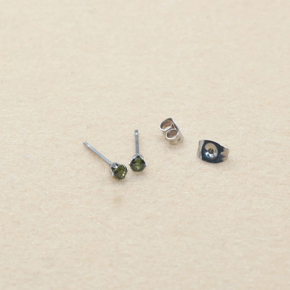 

Stainless Steel 3mm Colorful AB Zircons 1Pair Stud Earrings