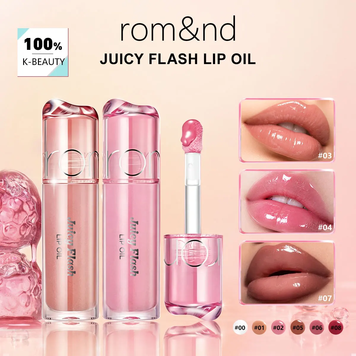 Aliexpress rom&nd JUICY FLASH LIP OIL,Dewy Water Glow Finish,Moisturizing Comfortable Wear,High Shine Glossy,Korean Cosmetic,Korean Makeup - Aliexpress Deal