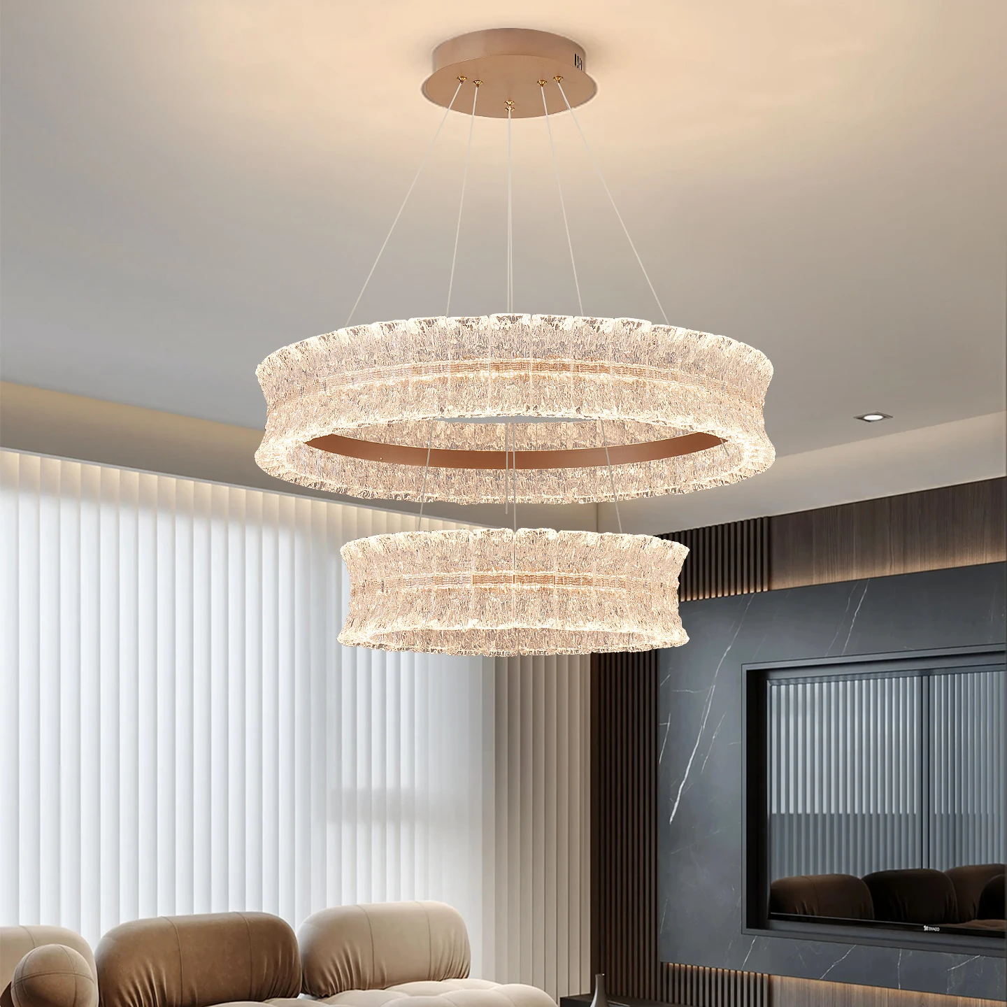 

Nordic Living room Chandelier Light Luxury Restaurant Rings Pendent lamp Modern New Bedroom Island LED Indoor Lighting luster