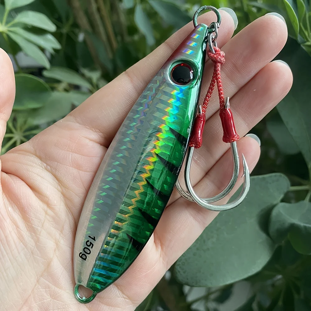 1 Stück 150g/200g Slow-Pitch-Jig, Salzwasser-Jigging-Köder mit BKK 5/0 # Assist-Haken, Vertikaler Meeresköder – Detail 5