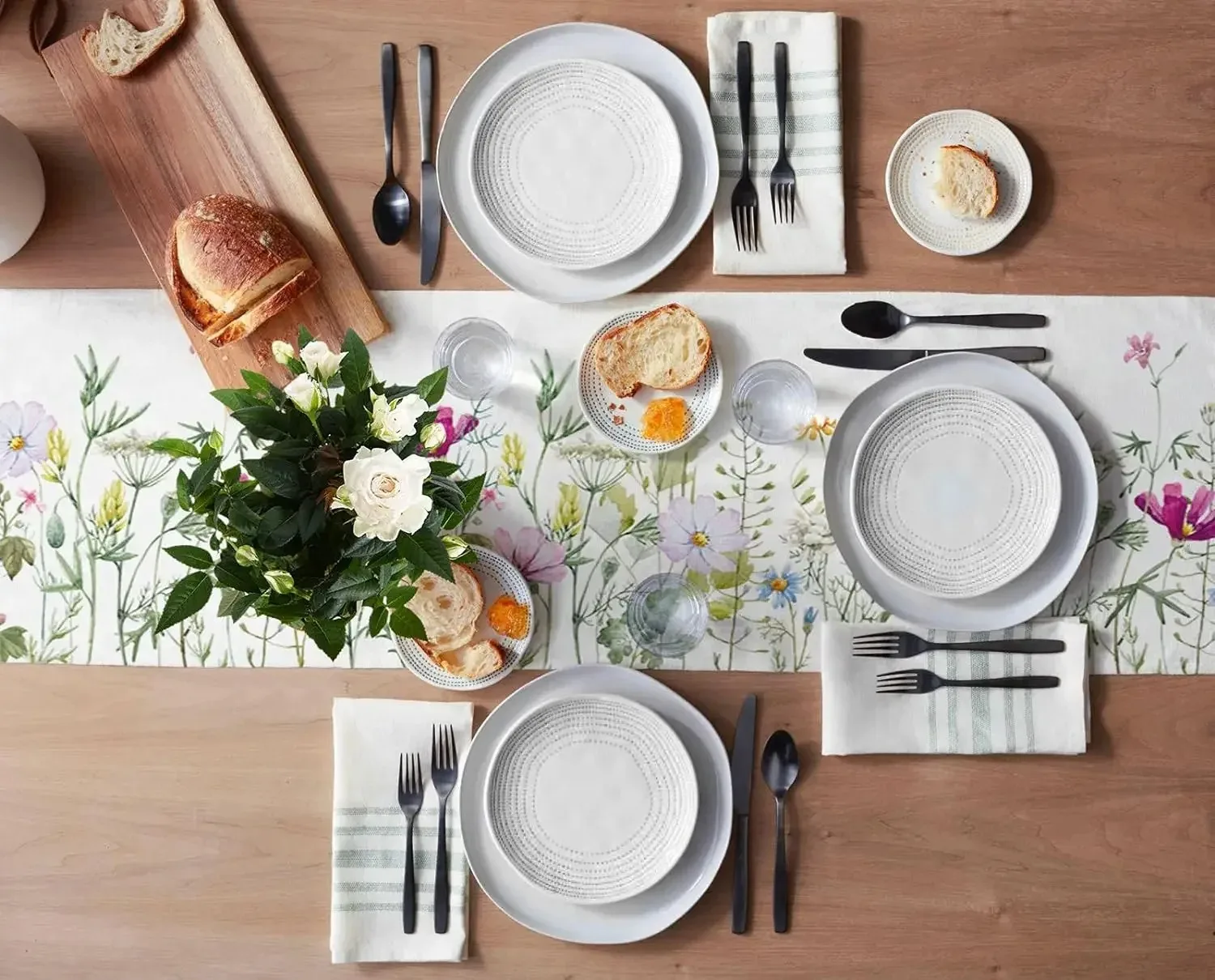 Spring Summer Floral Linen Table Runners Table Decor Spring Farmhouse Dining Table Runners Holiday Party Decorations