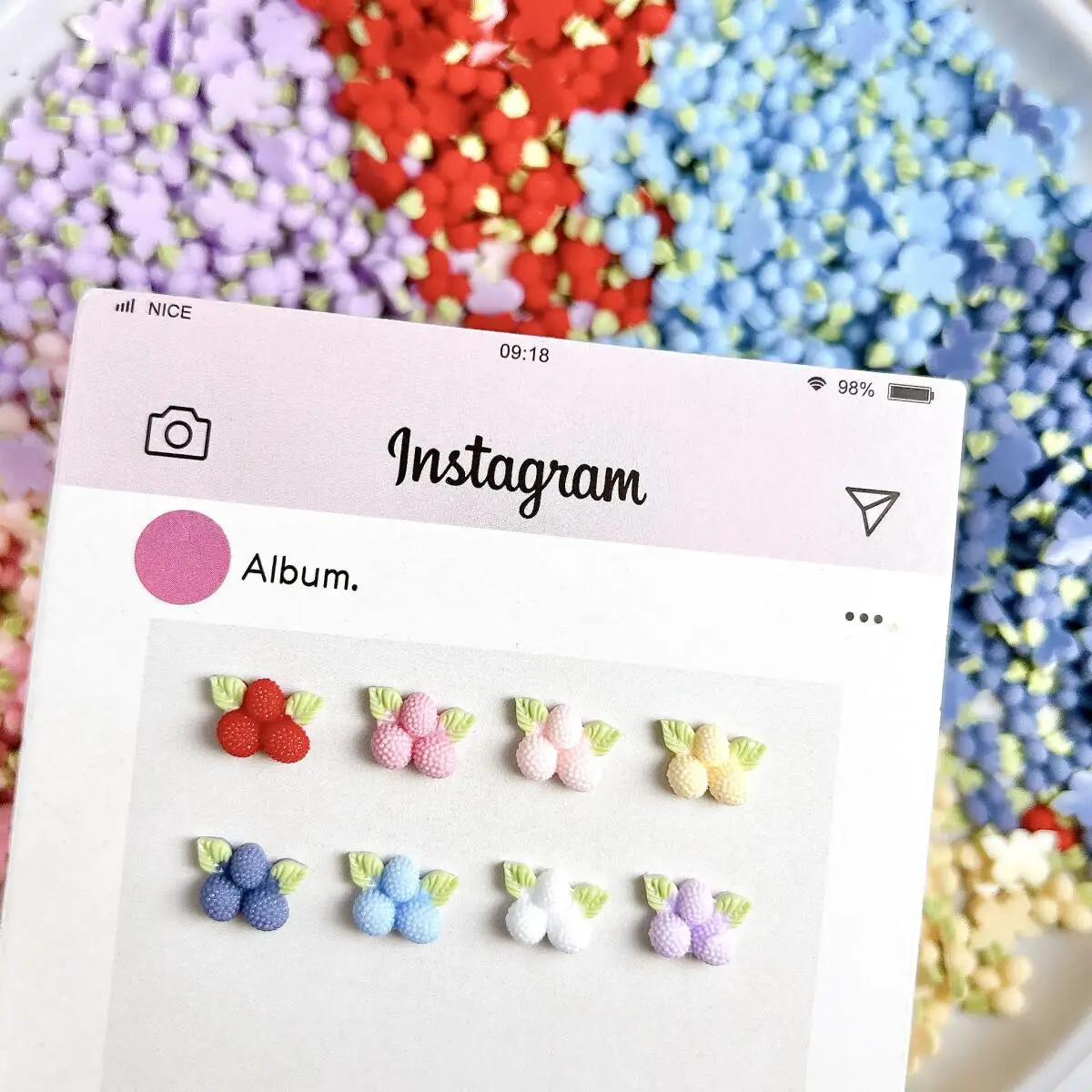 50 Uds. Novedad, dijes luminosos de resina para uñas de Bayberry, cadena de Bayberry simulada creativa, decoraciones artísticas para uñas DIY, horquillas