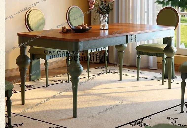 

M178 французский ретро обеденный стол из цельного дерева для ресторана, дома, американский минималистичный креативный средневековый домашний стол из ясеня