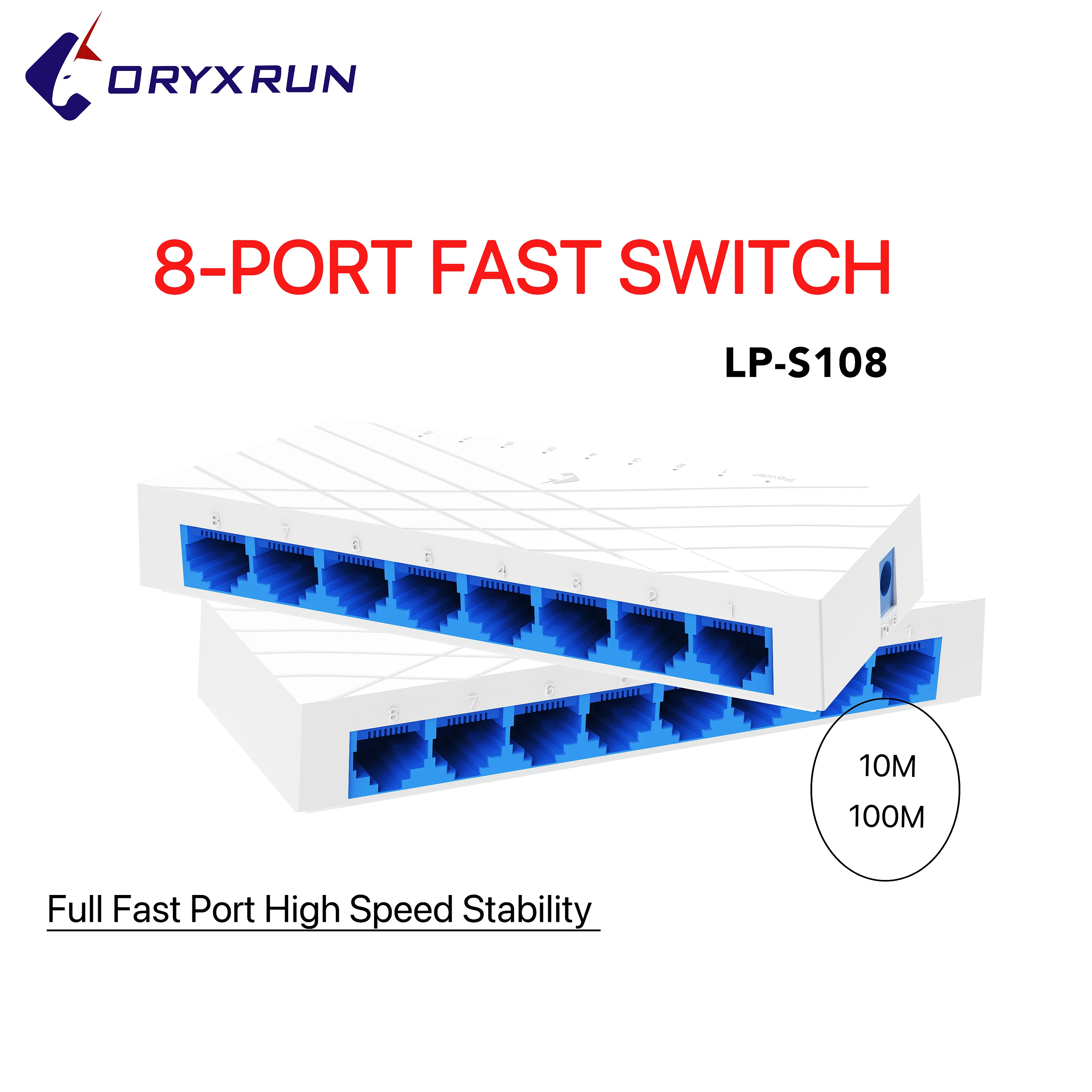 

8 Port 10/100M Networking Ethernet Adapte Desktop Poe Switch eu plug for Wired External Network