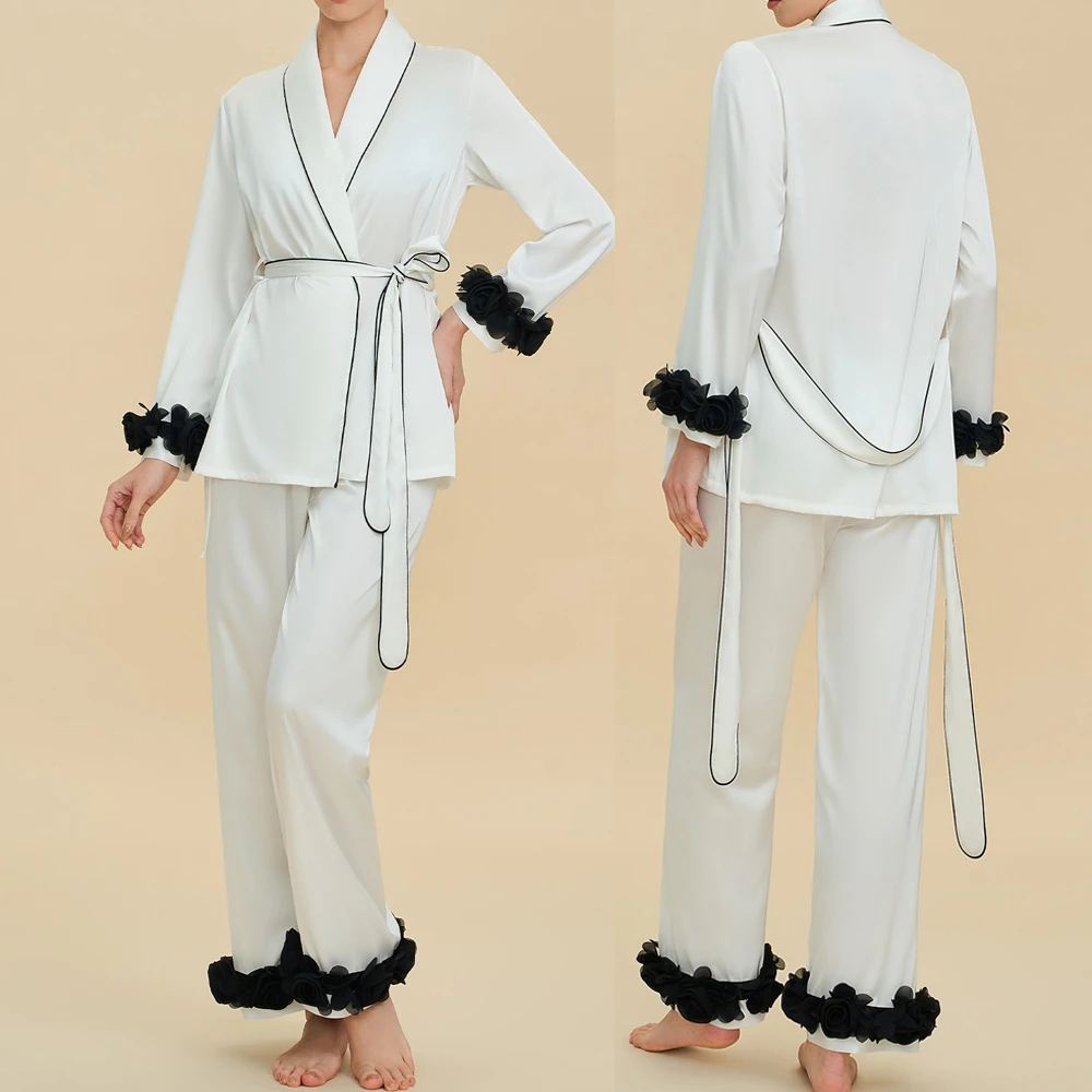 Female Pijamas Set Loungewear High Quality French Style Luxury Sleepwear Womens Matching Sets Elegant Silky Homewear Pyjamas