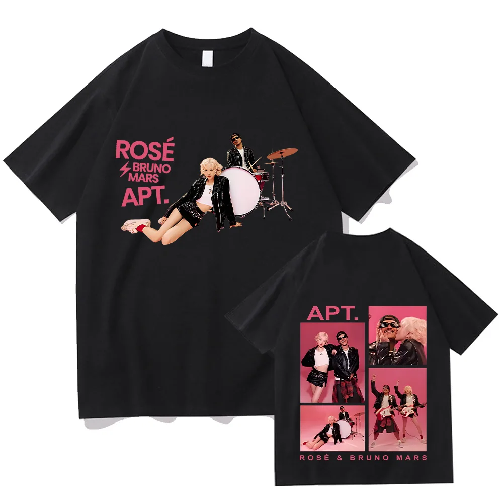 APT ROSÉ & Bruno Mars T-Shirts New Pattern DesignSense Tshirts High Quality Cotton Tees Fashion Women Men Two Sides Tops Unisex