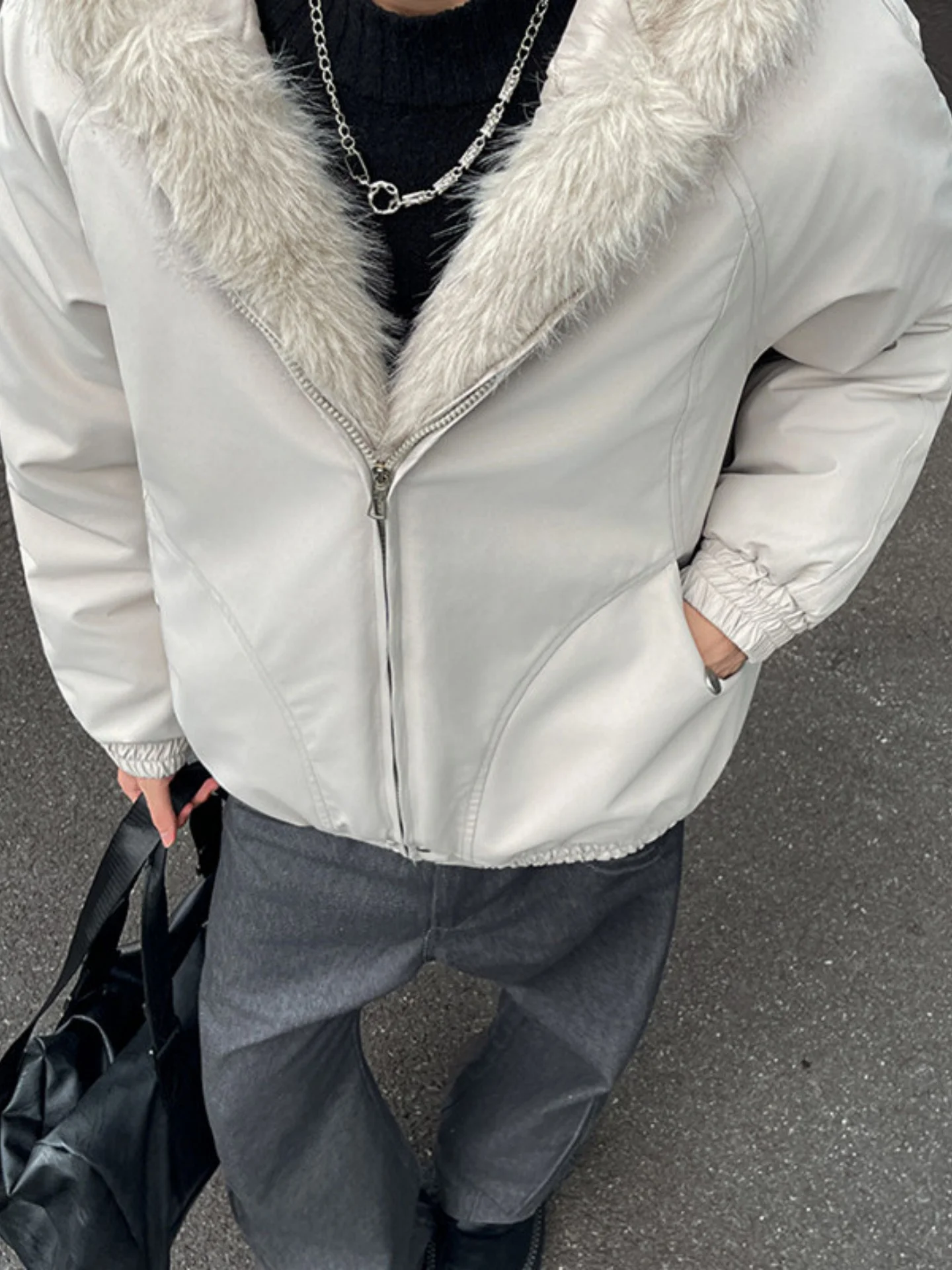 

American Sle Hooded Thiened Cotton Jaet Men's Winter Versatile ort Faionable High-End Feeling down Coat Youth ular