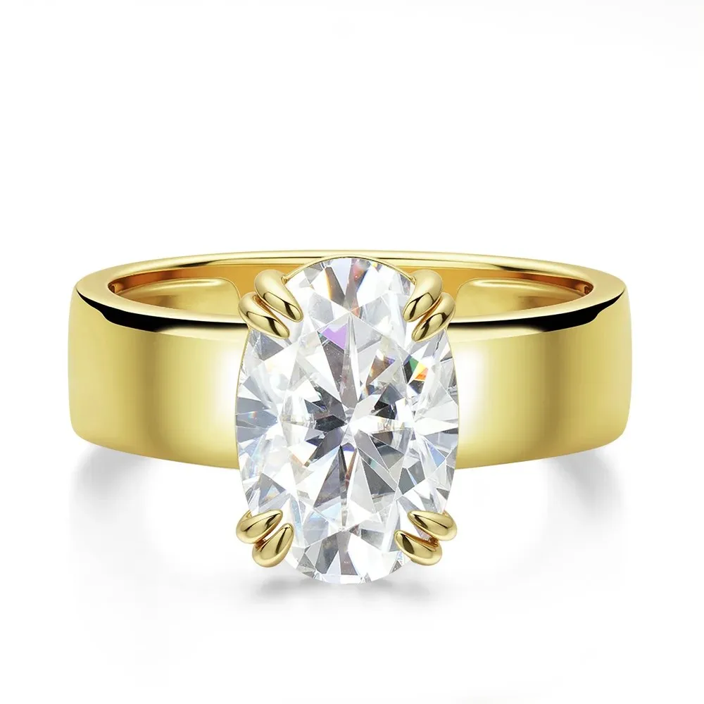 D Color 8*12MM Moissanite Ring S925 Sterling Silver Plated with 18K Gold Wedding Rings for Woman Marry Anniversary Jewelry Gift