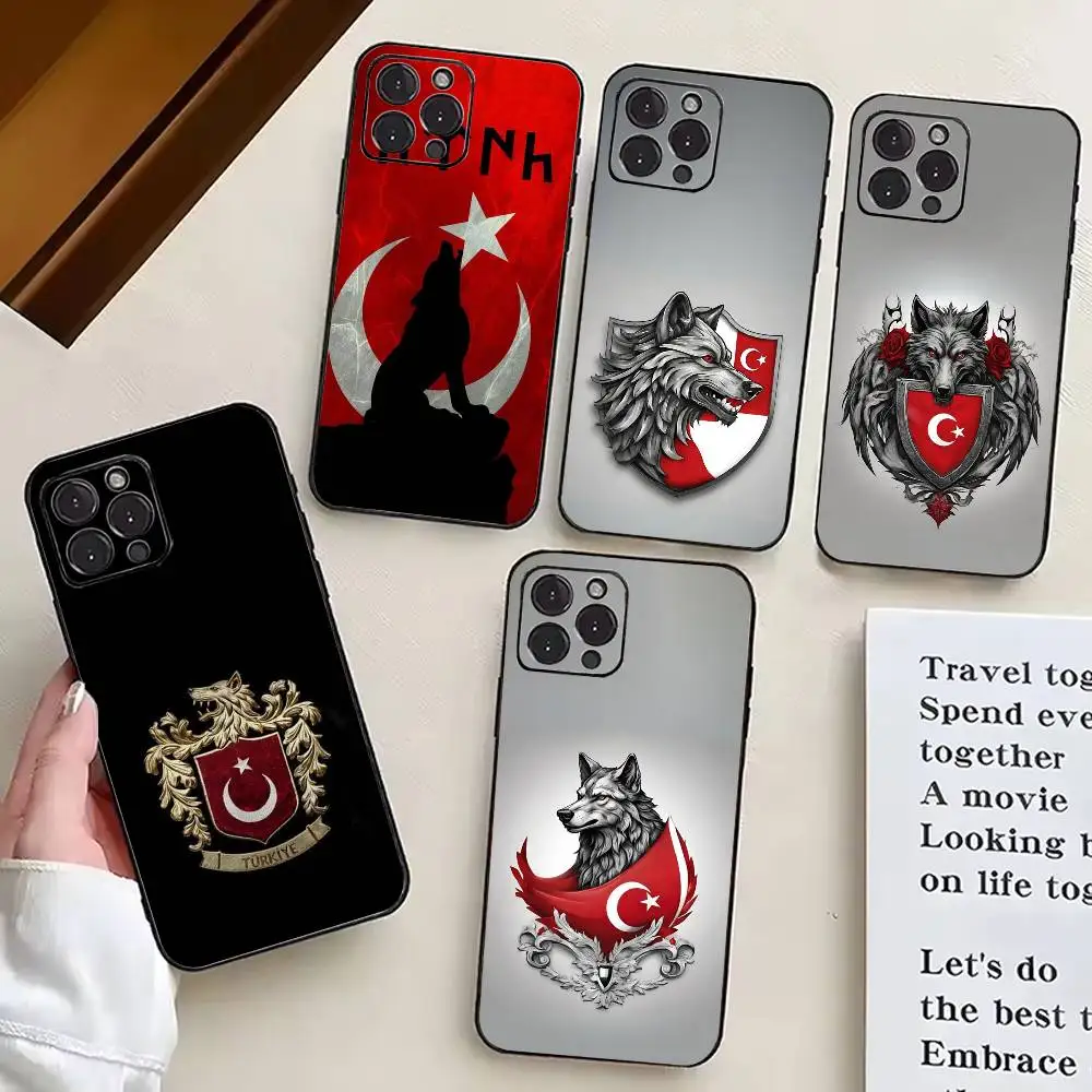 

T-Turk W-Wolf T-Turkey F-Flag-ES Phone Case For iPhone 17,16,15,14,13,12,11 Plus,Pro Max,XS,Soft Silicone Black Cover