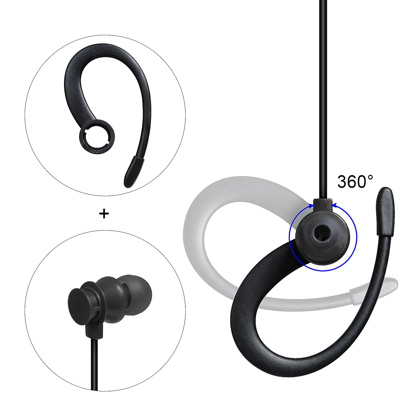 Auricolare a 1 pin compatibile per Motorola TLKR-T60 T61 T62 T80 T81 T82 T-92 H2O T80 Extreme T82 Extreme, auricolare PTT con microfono