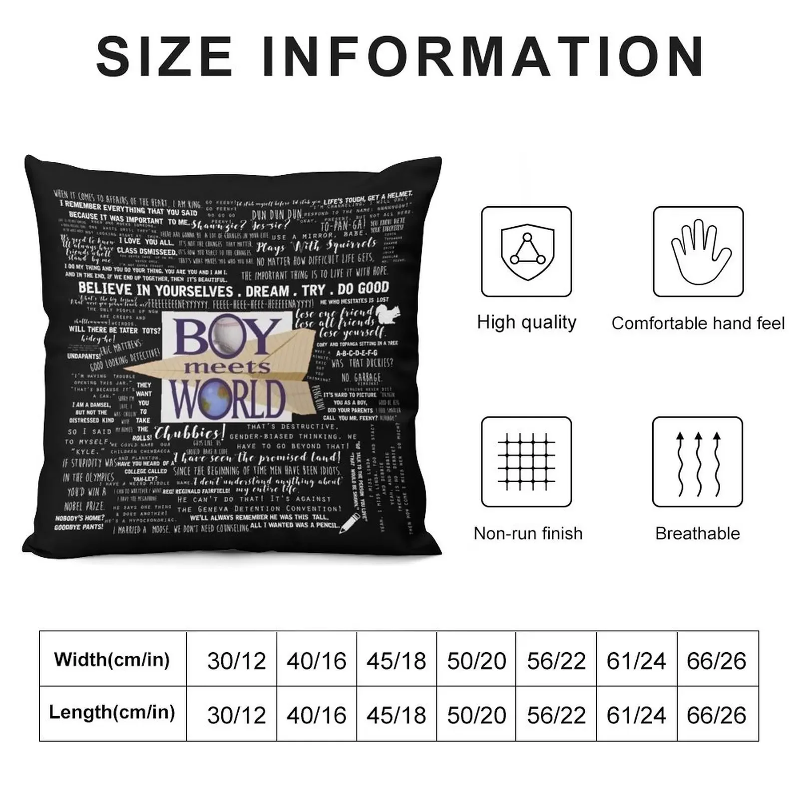 Boy Meets World Memorable Quotes Throw Pillow Decorative Pillow Covers For Sofa Cushion Cover Cushions For Children pillow