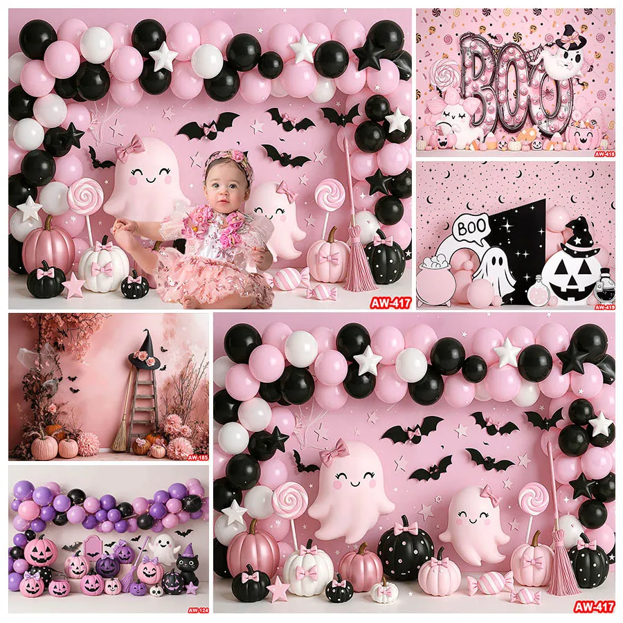 

Happy Halloween Dark Forest Photography Background Pumpkin Lantern Flying Bats Children Party Decoration Photo Shoot Backdrop