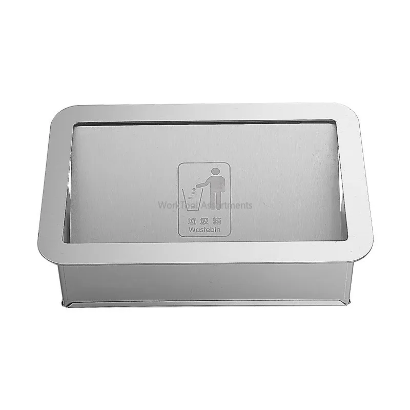 Stainless steel 304 side opening trash bin lid wall-mounted cabinet door cabinet embedded indoor flip-up trash inlet
