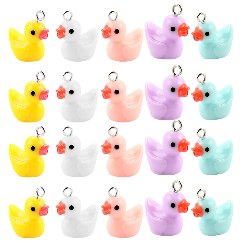 40 Pcs DIY Accessories Cute Duck Resin Hanging Ornaments Mixed Color 30 Piece Set Earring Findings Mini Making Charms Delicate