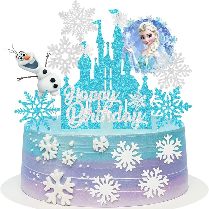 8pcs Disney Frozen Elsa Party Cake Topper for Kids Favor Cake toppers Cartoon Frozen Cupcake Topper Happy Birthday Decor Suppliy