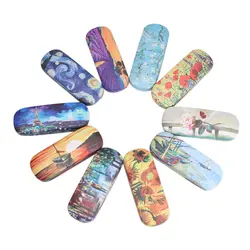 Women Oil Painting Style Floral Print Hard Leather Eyeglasses Accessories Glasses Holder Eyeglasses Case Glasses Box