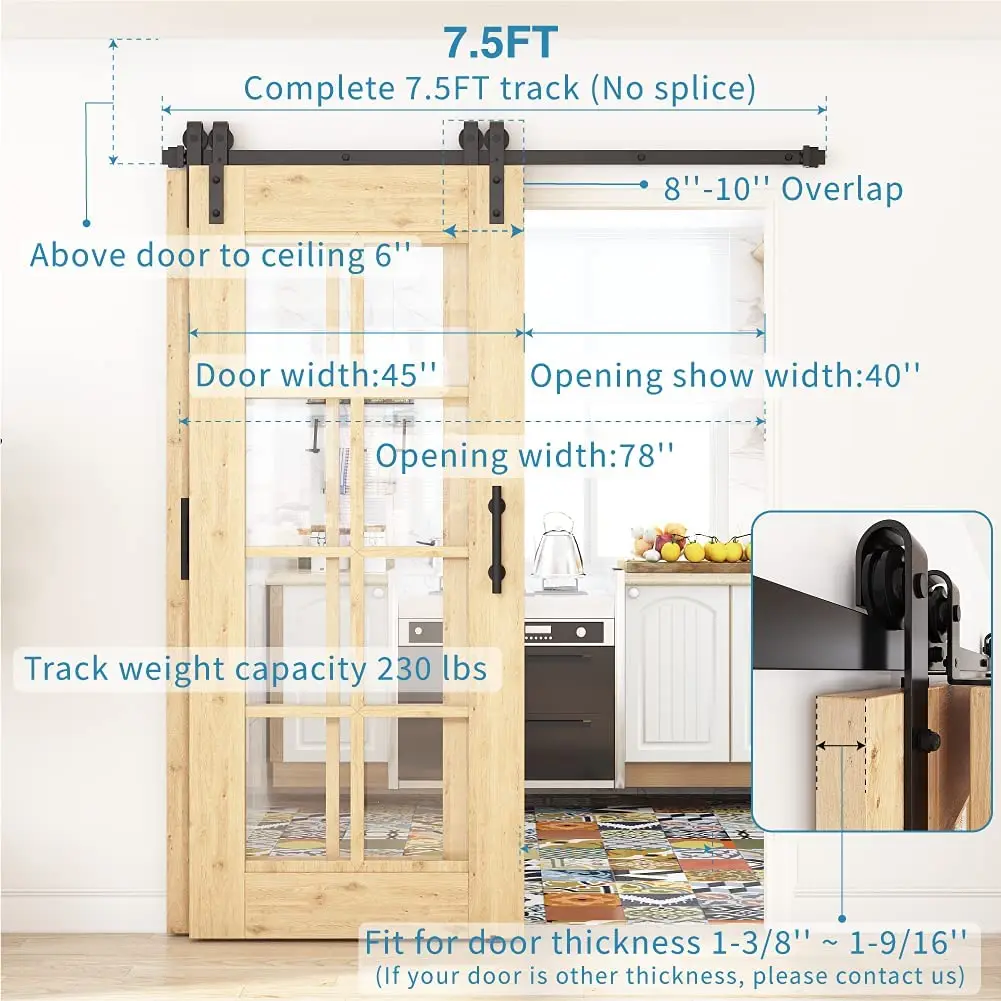 Imagem -04 - Bypass Deslizante Celeiro Porta Hardware Faixa Bent Cabide Sistema 4-9.6ft