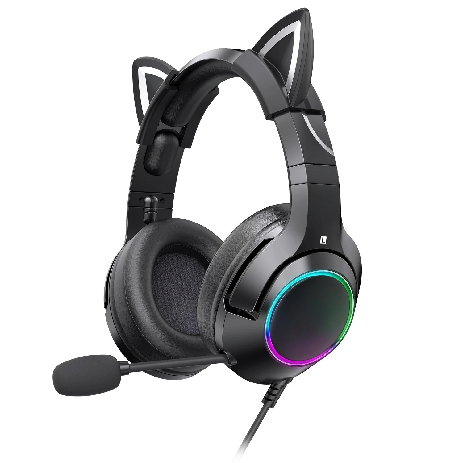 

Popular, cat ear headset, wired, computer mobile phone e-sports noise reduction game headset 7.1 channel