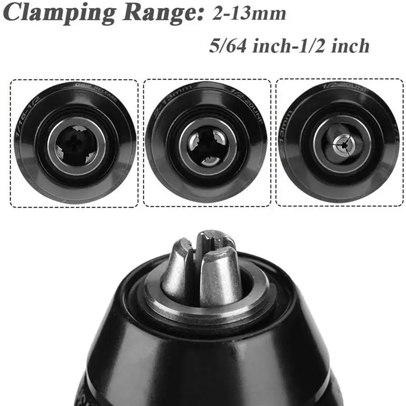 ABFU-3Pcs 2-13MM Keyless Drill Chuck With SDS Plus Shank Adaptor,1/2-20UNF Impact Drilling Chuck Change Adapter Converter