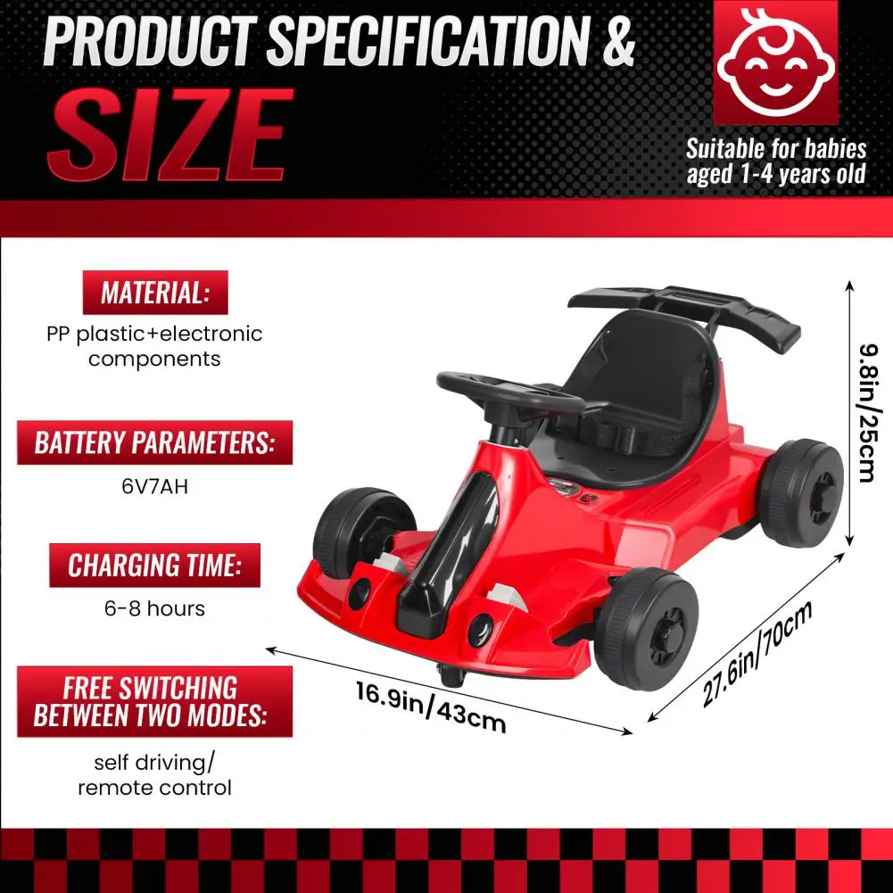 Mini siège unique enfants hors route dérive Karting Go-karts course électrique Go Kart pour enfants avec ceinture de sécurité, jouet électrique