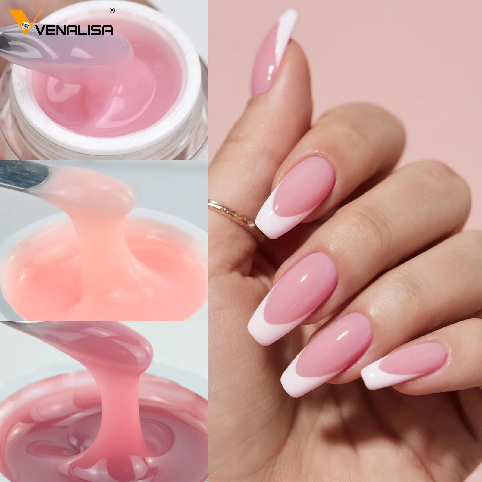 50 ml VENALISA Jelly Pink Gel Builder Nails Extension TPO Free French UV Construction Gel Gute Zähigkeit Building Nail Maniküre