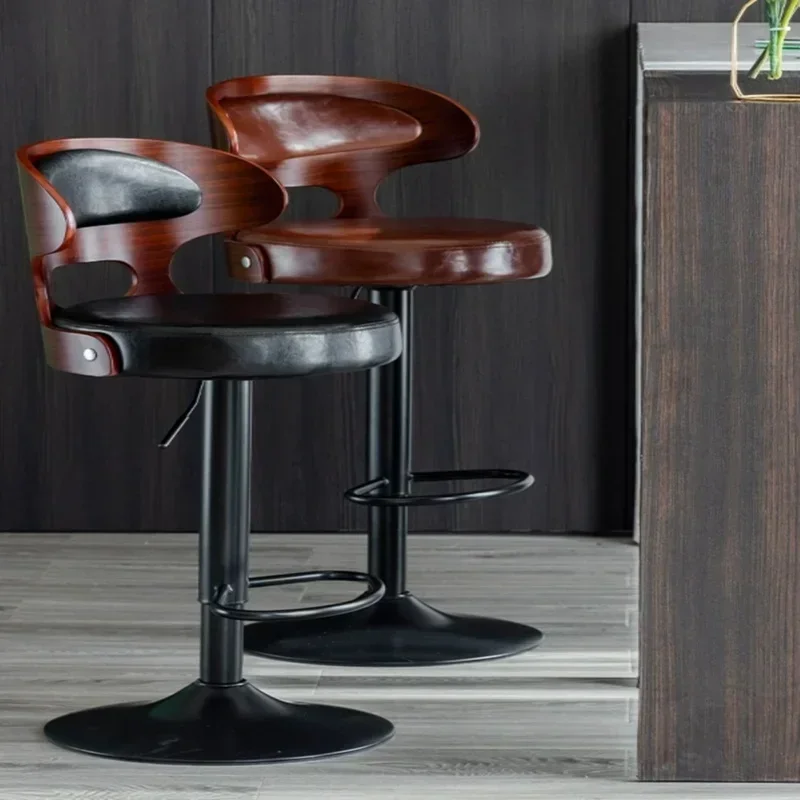 Adjustable Swivel Barstools Height Bentwood Bar Stools Modern Bar Chairs with Footrest Versatile Bar Seating