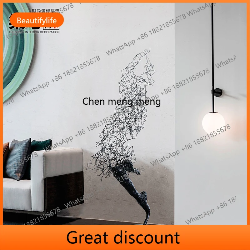 M02 Hotel lobby sculpture art figure metal ornament large floor soft decoration