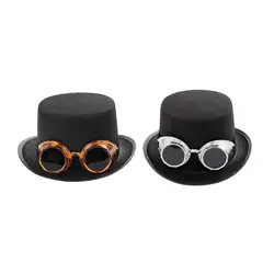 Goth Steampunk Top Hat with Goggles Cosplay Costume Hat for Men and Women