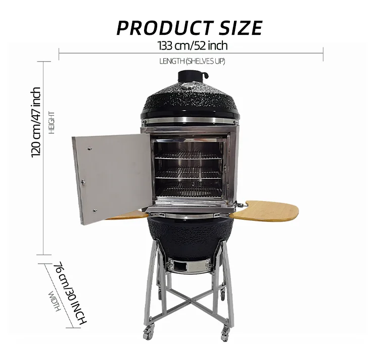 24inch Ceramic Steak Kamado Grill with Stainless Steel Middle for Cooking Steak