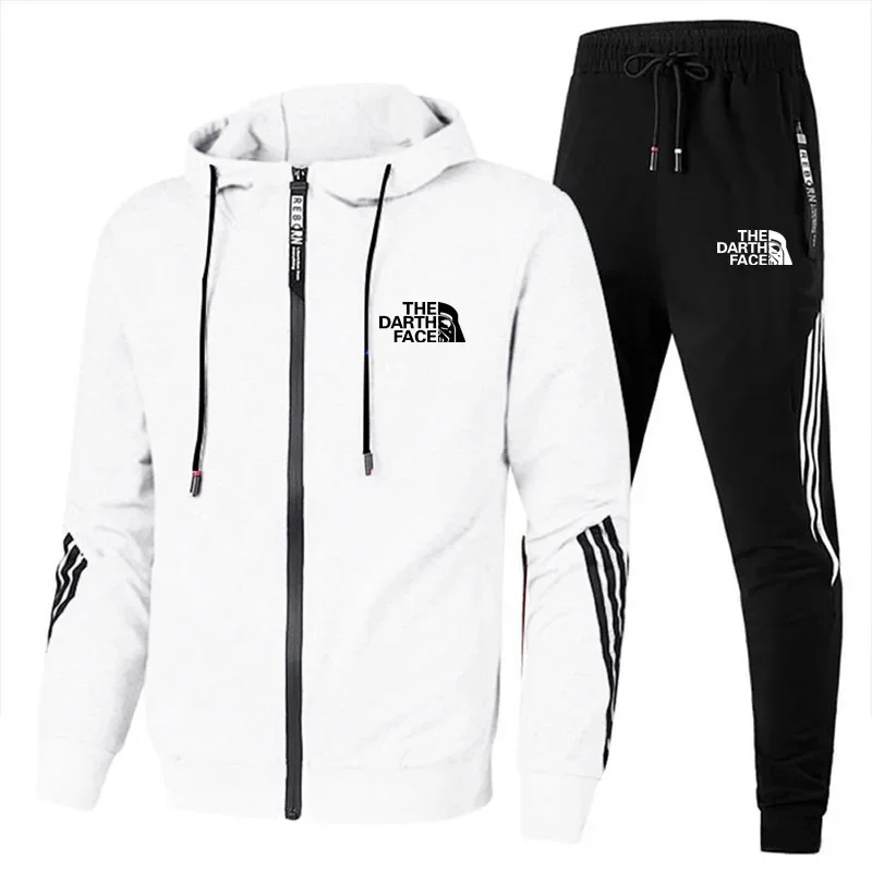 2024 Men's Spring and autumn zipper hoodie sportswear suit Sportswear casual zipper jacket + sports pants running two-piece suit