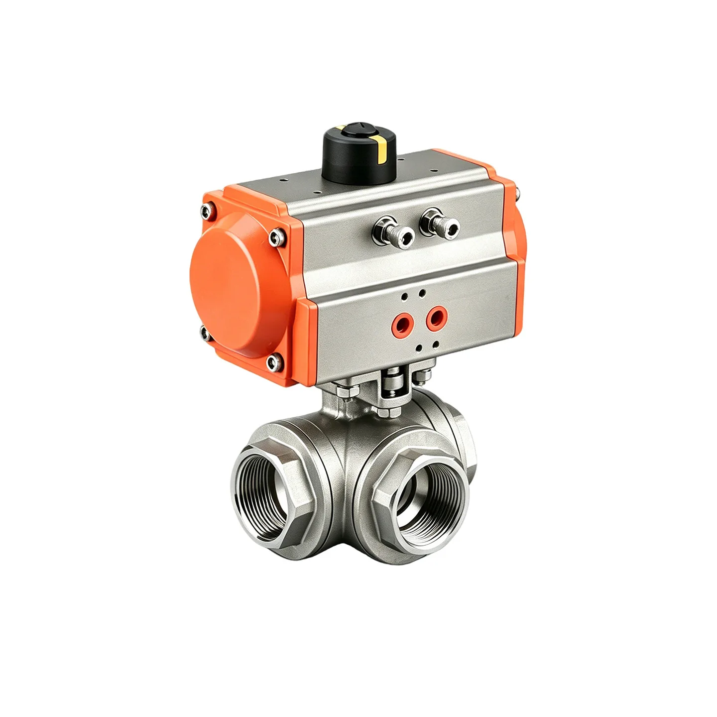 Fluid Control Unit, Q614F Pneumatic 3 Way Ball Valve, 304 Stainless Steel Thread High Platform, L/T Type Diverter Valve