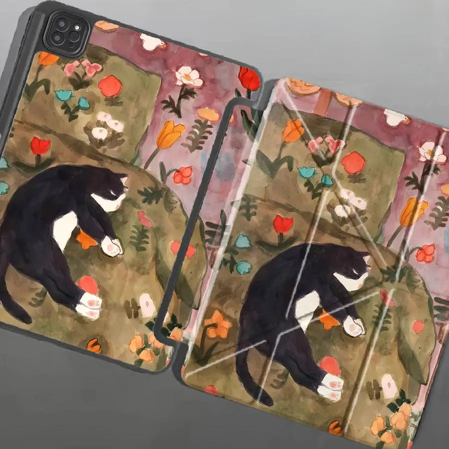 Cute Kitten Tablet Case For iPad Pro 2025 Pro 11th 10th 9th 8th 7th 12.9inch Mini 6 7 Air 4 5 M3 M2 M4 11inch Holder Cover
