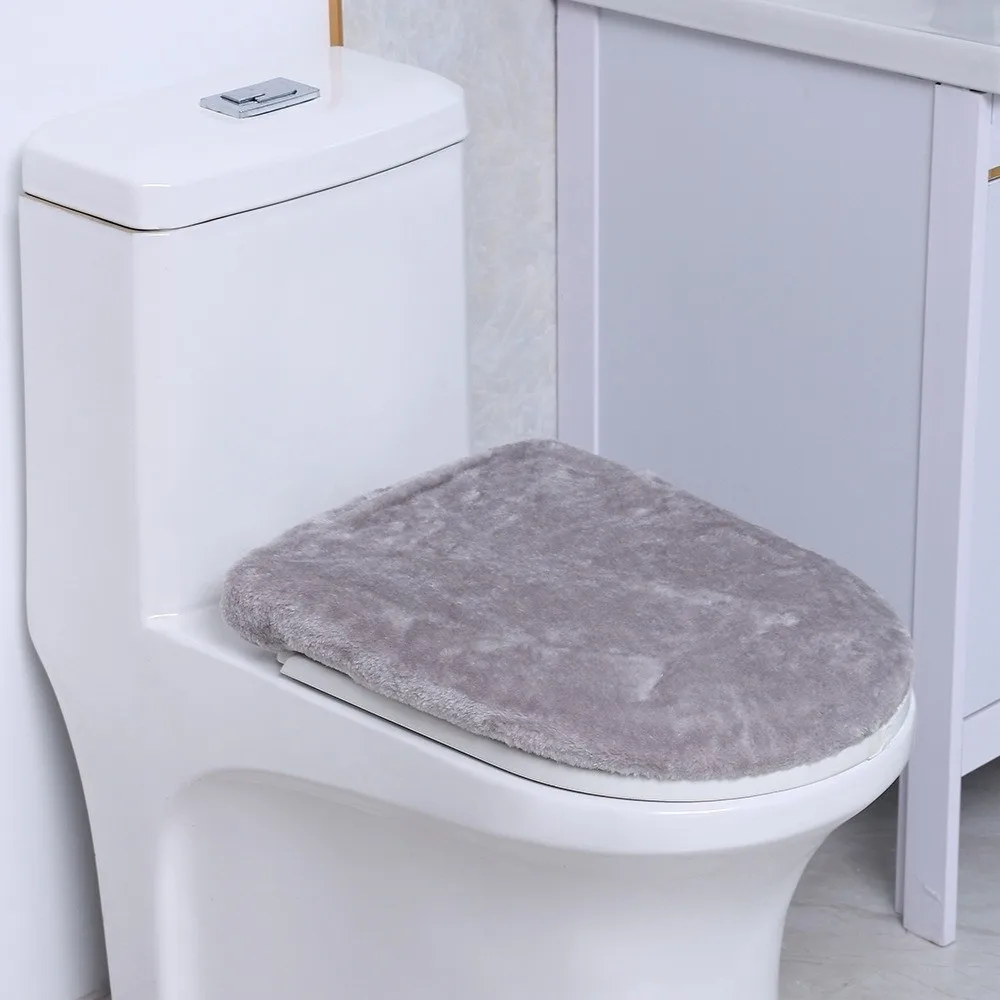 Creative Warm Toilet Seat Cover Thickened Soft Touch WC Cover Washable Solid Color Toilet Lid Protective Sleeves Home Bathroom