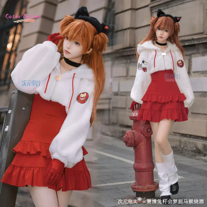 

Anime EVA Asuka Cosplay Costume Uniform Halloween Carnival Party Christmas Play Role Clothes Clothing