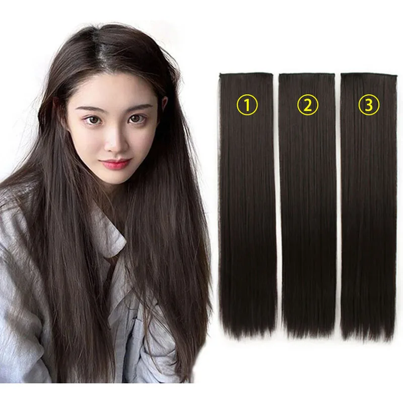 

3 шт., невидимые накладные волосы на клипсе для женщин, женские синтетические длинные прямые волосы с имитацией волос, женские невидимые нашивки