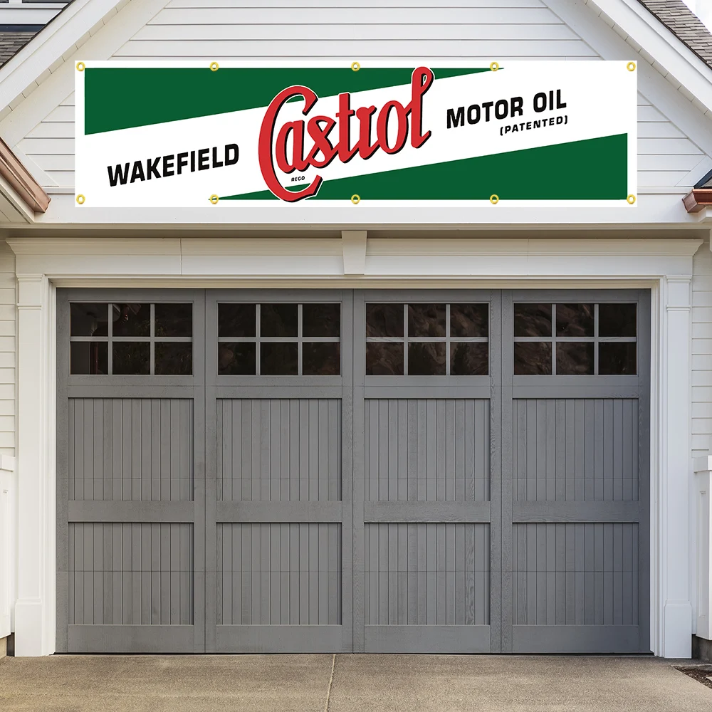 Castrol Flag Motoring Workshop Garage Banners Decoration Polyester Can Be Customized Outdoor Home 60x240cm 2x8FT Banner