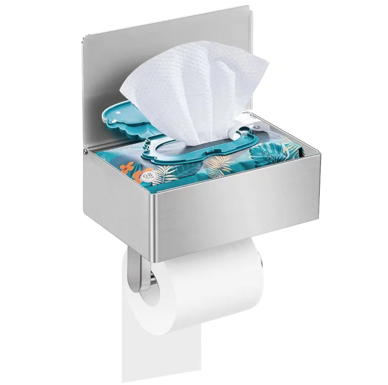 Stainless Steel Wipes Holder, Bright Tissue Holder, Bathroom Black Wipes Holder, No Punching, Bathroom Tissue Box.