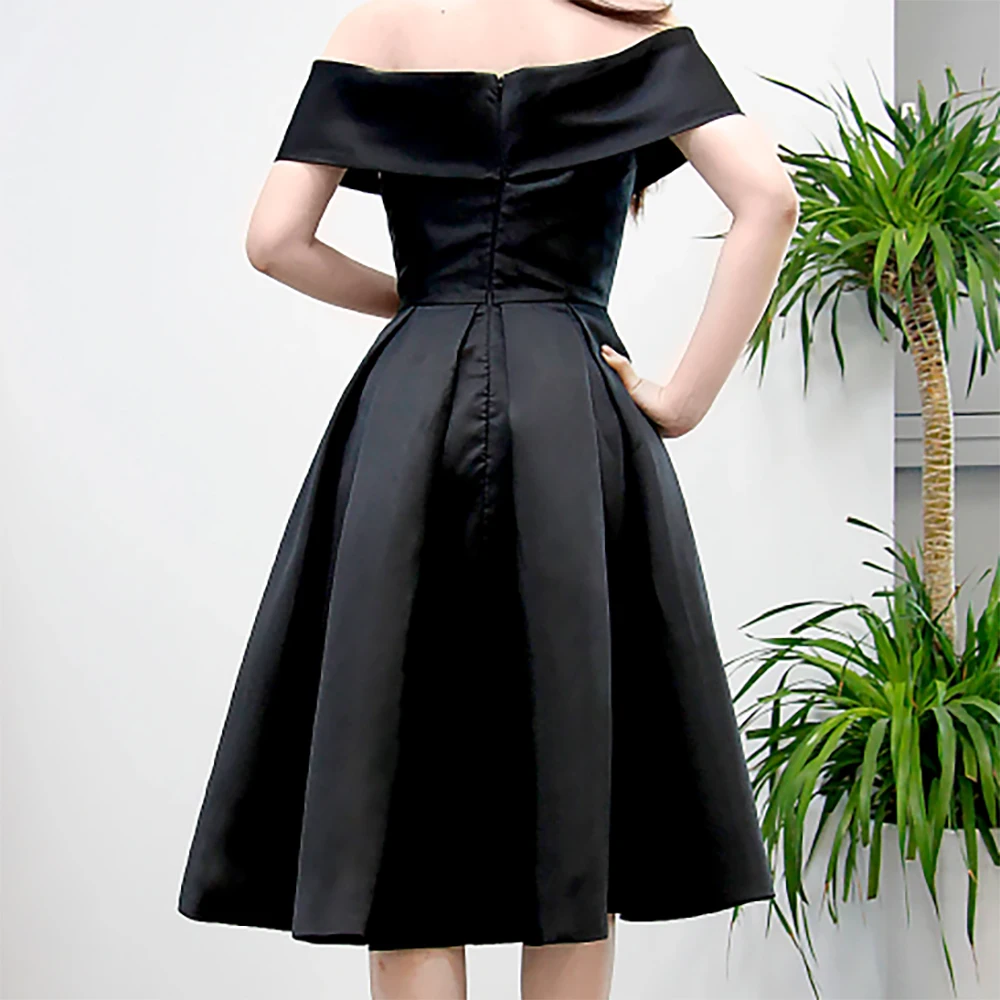 فستان الحفلات المسائية قبالة الكتف ورقبة على شكل قلب مطوي على شكل حرف A بطول الركبة فستان رسمي لحفلات الكوكتيل للنساء