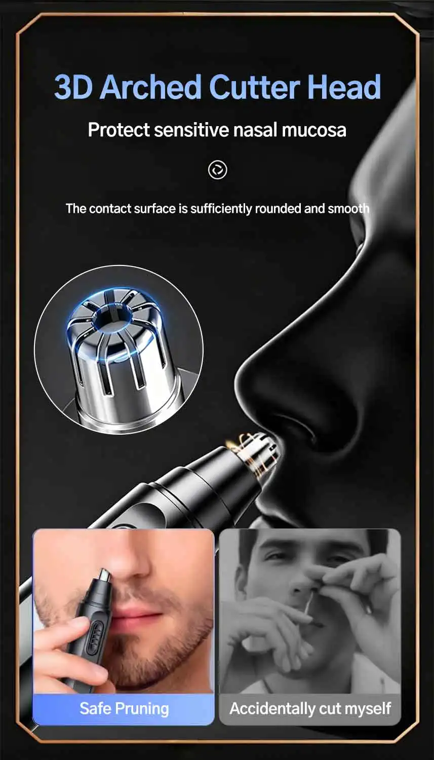 Rasoio elettrico per naso e orecchie rifinitore viso lavabile_voghion.com