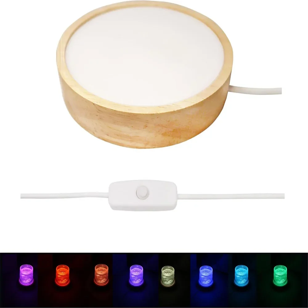 6/8/10CM LED Night Light with Wood Base DIY Resin Wine Bottle Decor Table Lamp Glass 3D Decorative Ball Acrylic Decoration